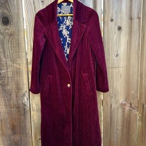 Anthropologie corduroy burgundy duster
